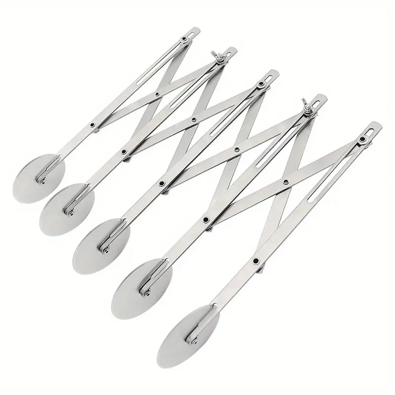 5-fach Edelstahl Teig Schneider Verstellbares Rollmesser Akkordeon Multischneider für Pizza / Kuchen / Pasta - Silber