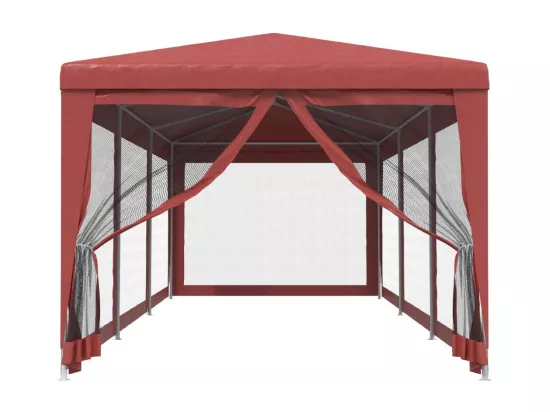 Tente de fête avec 8 parois latérales en maille Rouge 3x9m PEHD