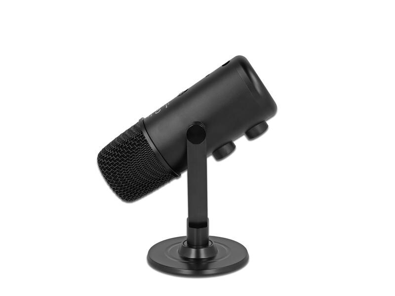 Delock Kondensatormikrofon USB für Streaming, Podcasting Delock Multifunktionales Doppelkapsel USB Mikrofon mit 3.5 mm Klinken Kopfhöreranschluss und Lautstärkeregler   Quick-Mute Funktion