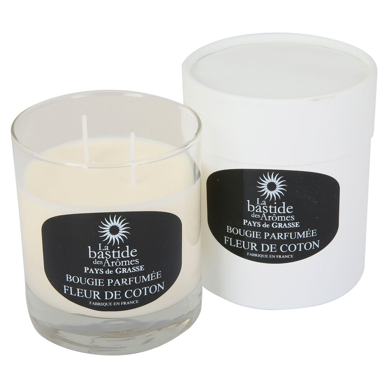 La Bastide des Arômes Bougie Parfumée Fleur de Coton - 2 mèches 60 h