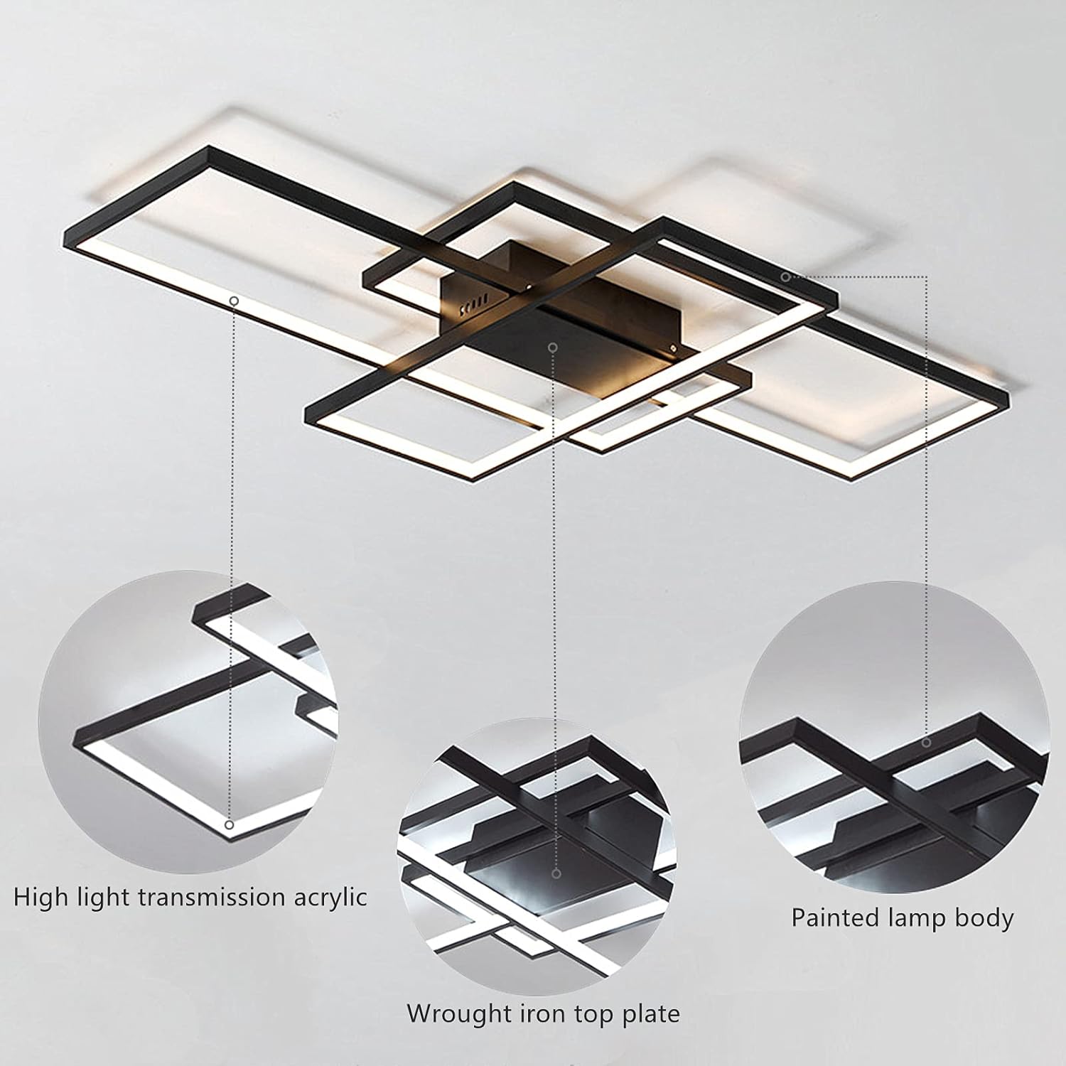 Dimmbar Deckenleuchte LED Mit Fernbedienung,Rechteckig Leuchten Deckenlampe Mit Memory Funktion,2700K-6500K Warm Natur Kalt Weiß Deckenpanel Für Schlafzimmer Wohnzimmer Küche Schmücken