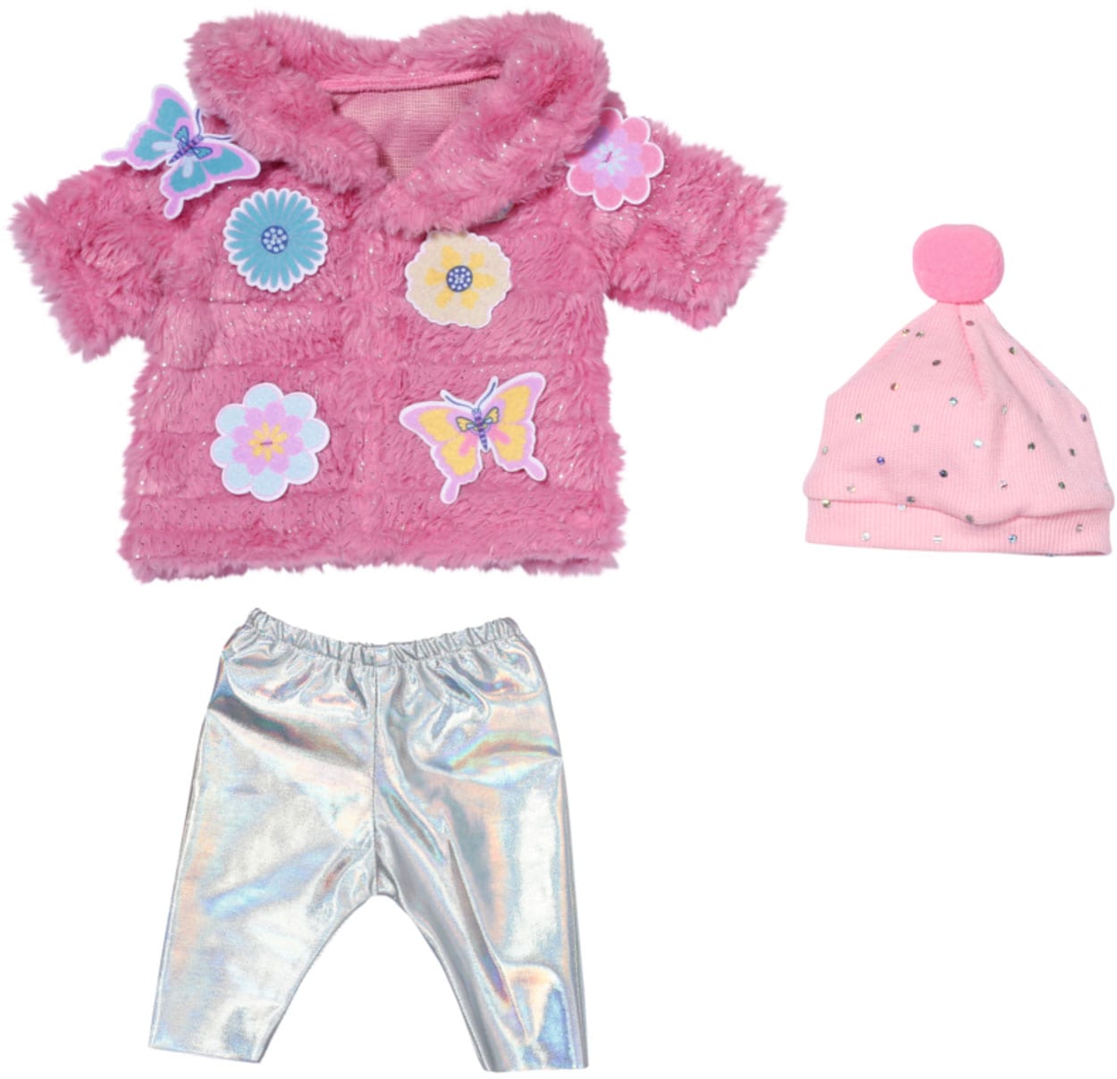 Baby Born Puppenkleidung »Glitzer Mantel,  43cm« bestehend aus Jacke, Leggings und Mütze