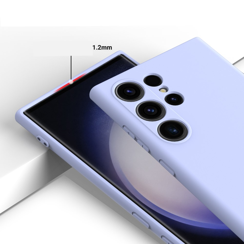 Samsung Galaxy S24 Ultra Silikon Case Hülle mit Kameraschutz   Trageschlaufe - Lila
