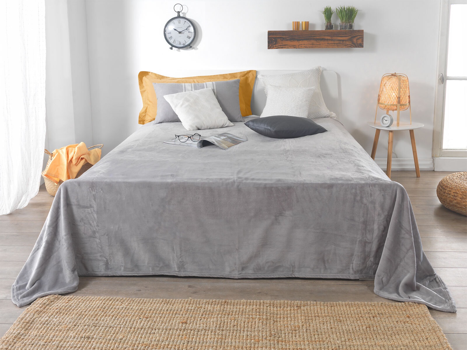 XXL-Flanell-Kuscheldecke silber, ca. 220x240 cm