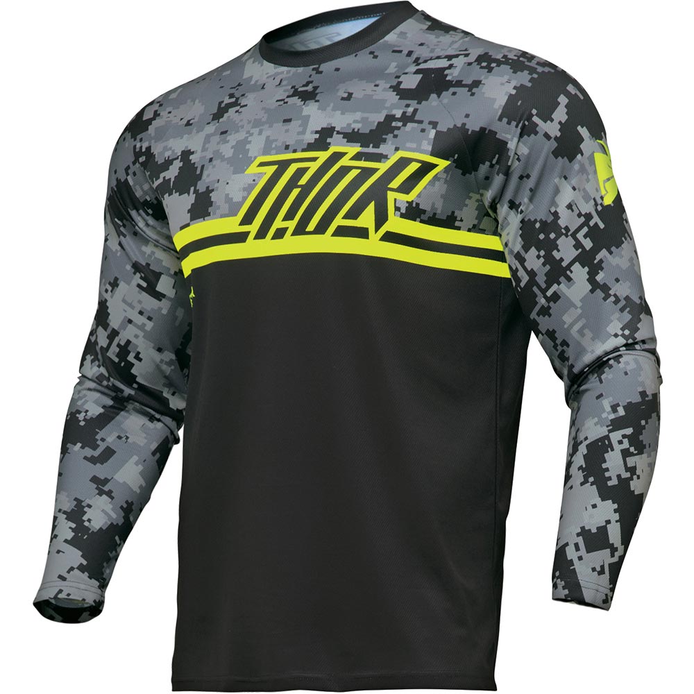 Thor Motocross - Maillot enfant Sector Digi Camo Noir / Camouflage Noir / Jaune fluo