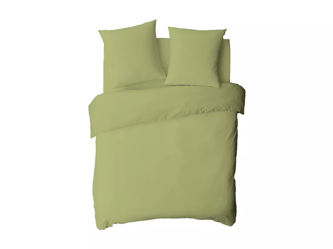 Drap housse en coton 57 fils uni bonnet 25cm tilleul 160x200cm
