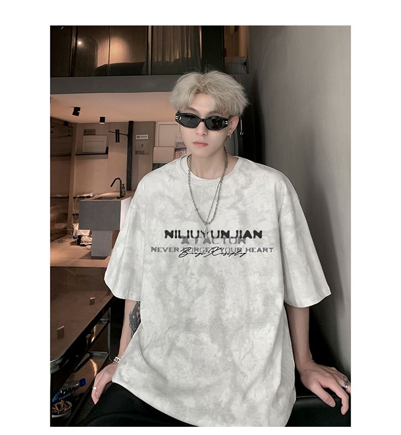 Dandyluxe - T-shirt met korte mouwen, ronde hals en tie-dye print