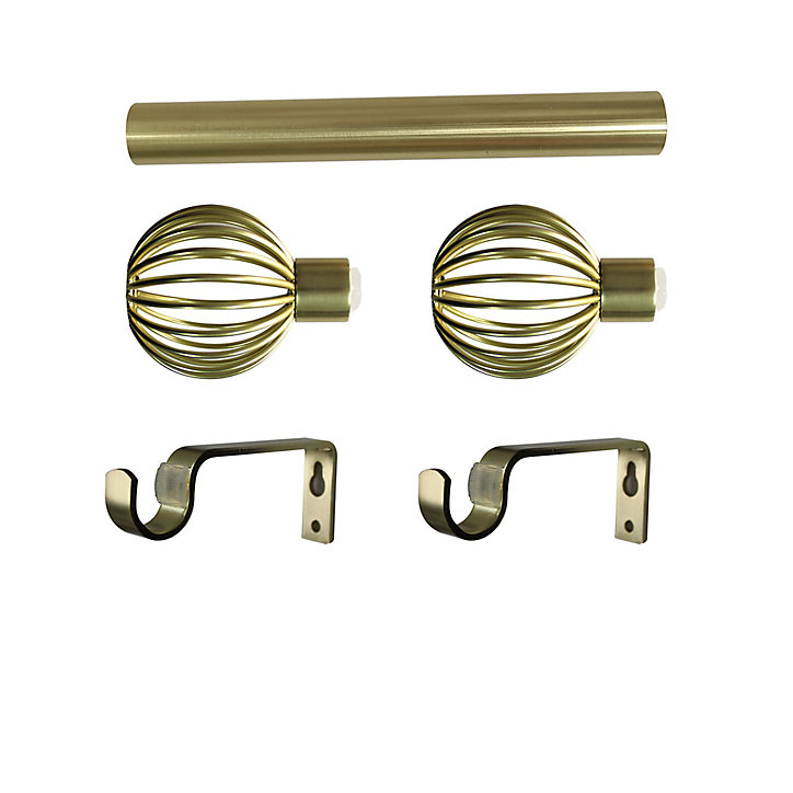 Kit de tringle à rideau extensible embout cage Elasa GoodHome 120/210 cm, Ø16/19mm doré