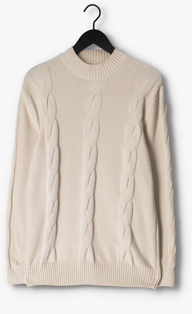 PUREWHITE gebroken wit purewhite trui mockneck knit with cable details