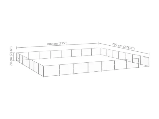Chenil extérieur cage enclos argenté 800 x 700 x 70 cm 02_0000288