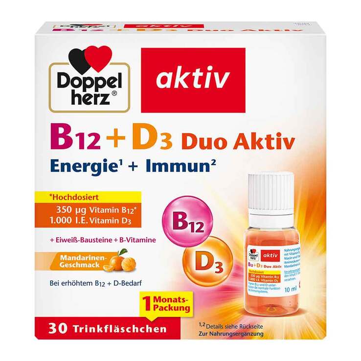 Doppelherz B12 + D3 Duo Aktiv Trinkampullen, 30 St