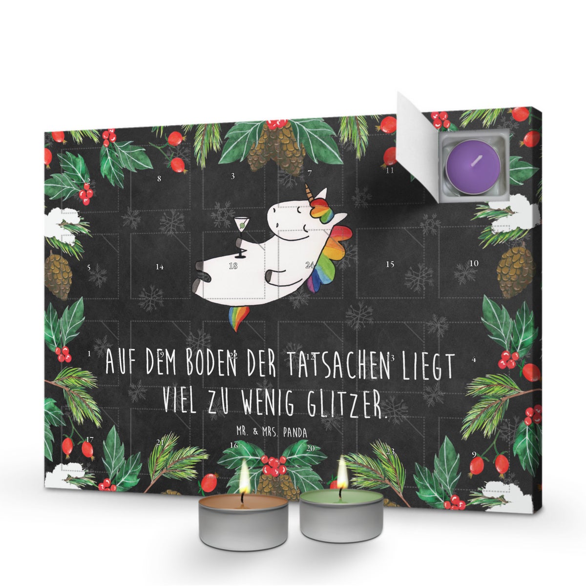 Mr. & Mrs. Panda Geurkaars Adventskalender Eenhoorn Cocktail - Zwart