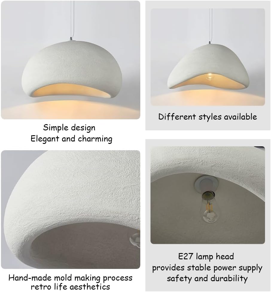 Moderne Pendelleuchte Japanischer Wabi-Sabi-Stil E27 Weißer Kreativ Kronleuchter Esstisch Hängeleuchte Innenbeleuchtung Verstellbare Heimdekoration Für Esszimmer Küche Inselleuchte(B,50CM)