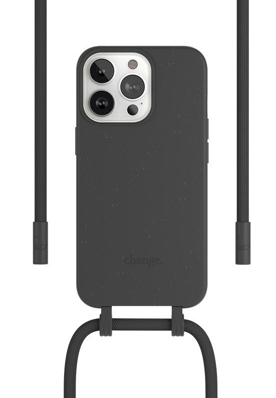 iPhone 13 Pro Necklace ChangeCase Antimikrobielle Schutzhülle Vegan Biologisch Abbaubar   Abnehmbare Handykette (CHA091) - Schwarz