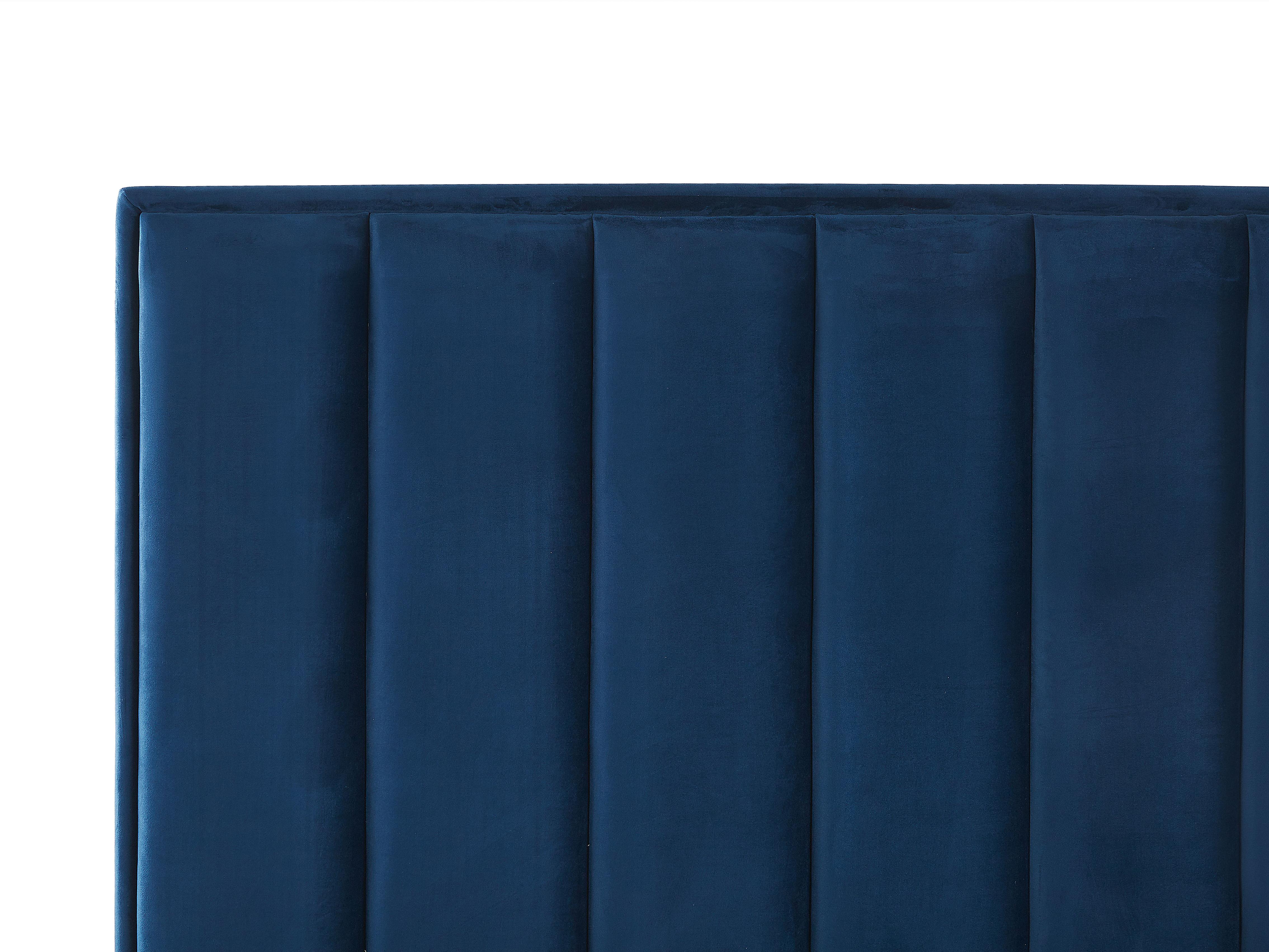 Bed met opbergruimte Fluweel SEZANNE 180 x 200 cm Marineblauw