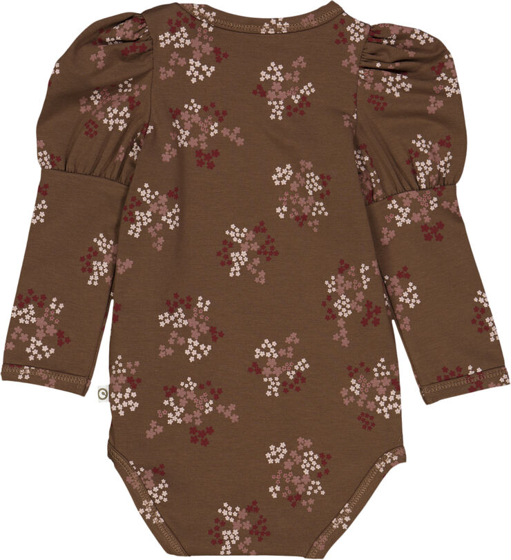 Müsli by Green Cotton Flora puff l/s body Bark/ cabernet/ nightingale