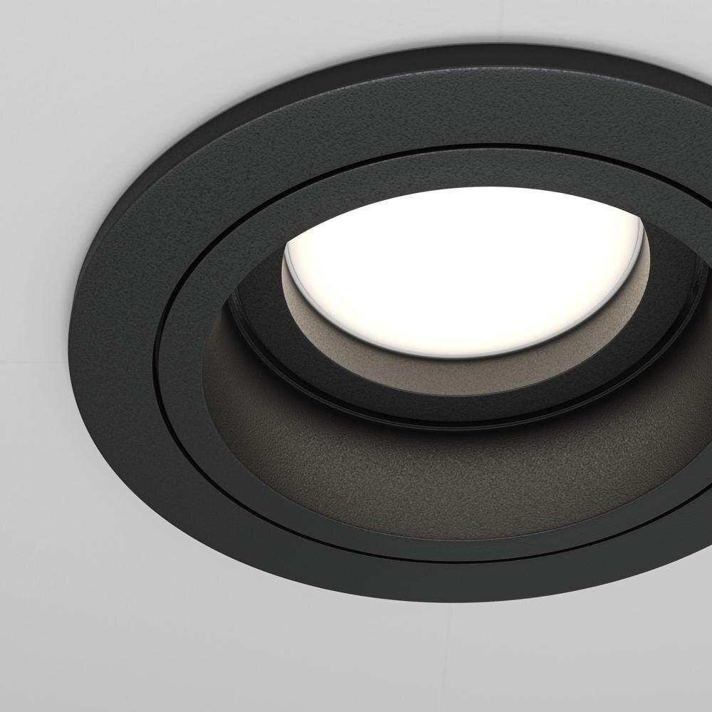 Atom inbouwplafondlamp in zwart, GU10, rond, 92mm