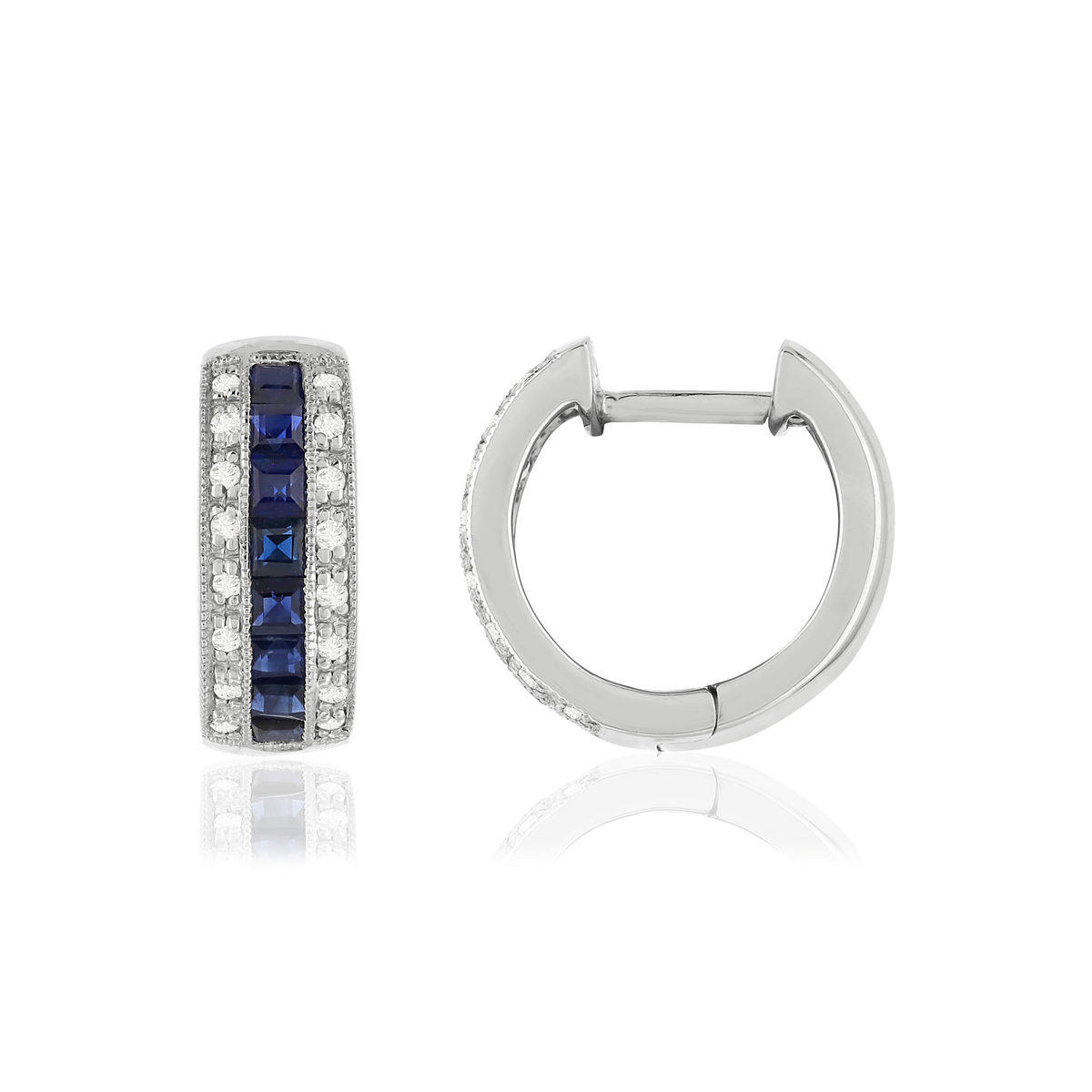 Creoles or blanc 750 saphir diamant