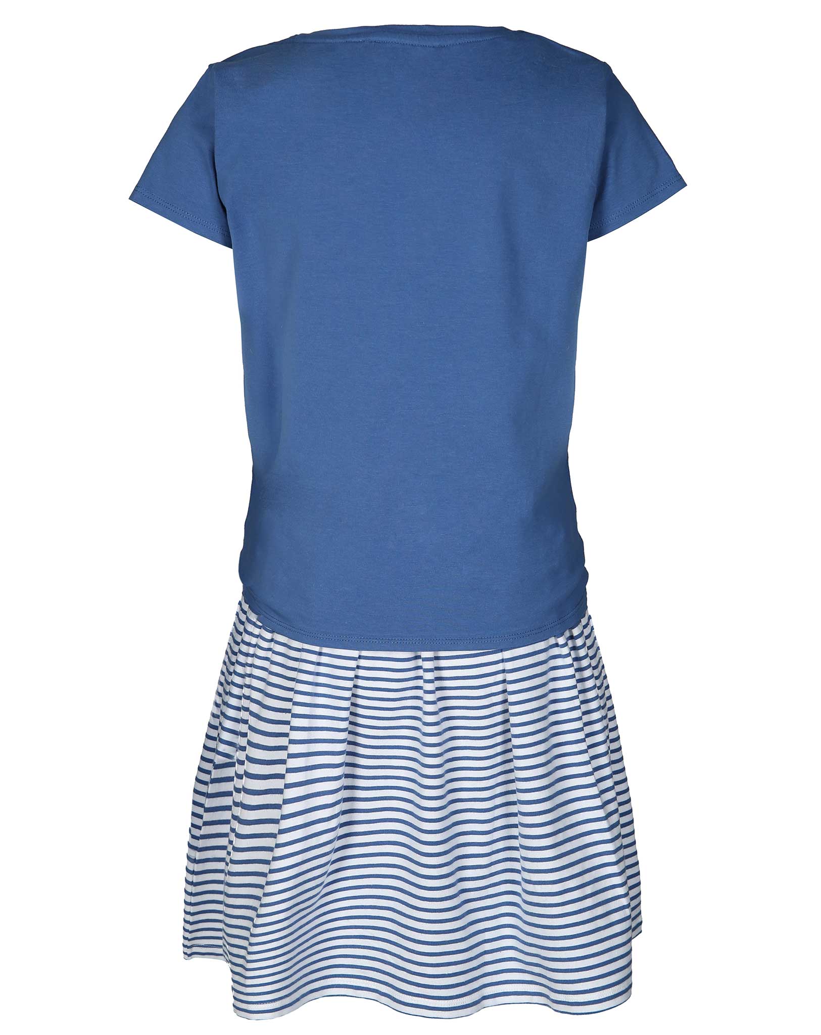 Kurzarm-Kleid EINHORN TRAUM in blau/weiß