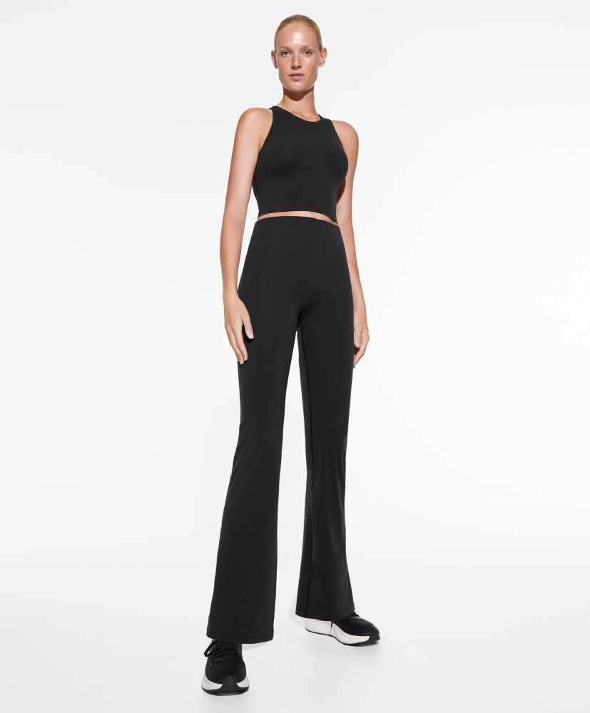 Calça flare de compressão com cintura alta