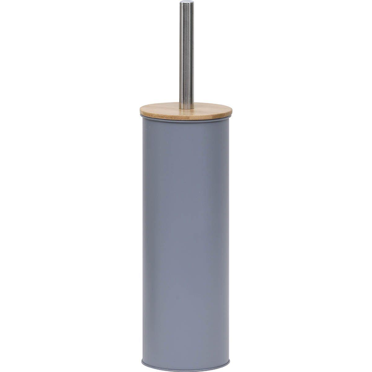 BROSSE WC METAL COUVERCLE BAMBOU GRIS