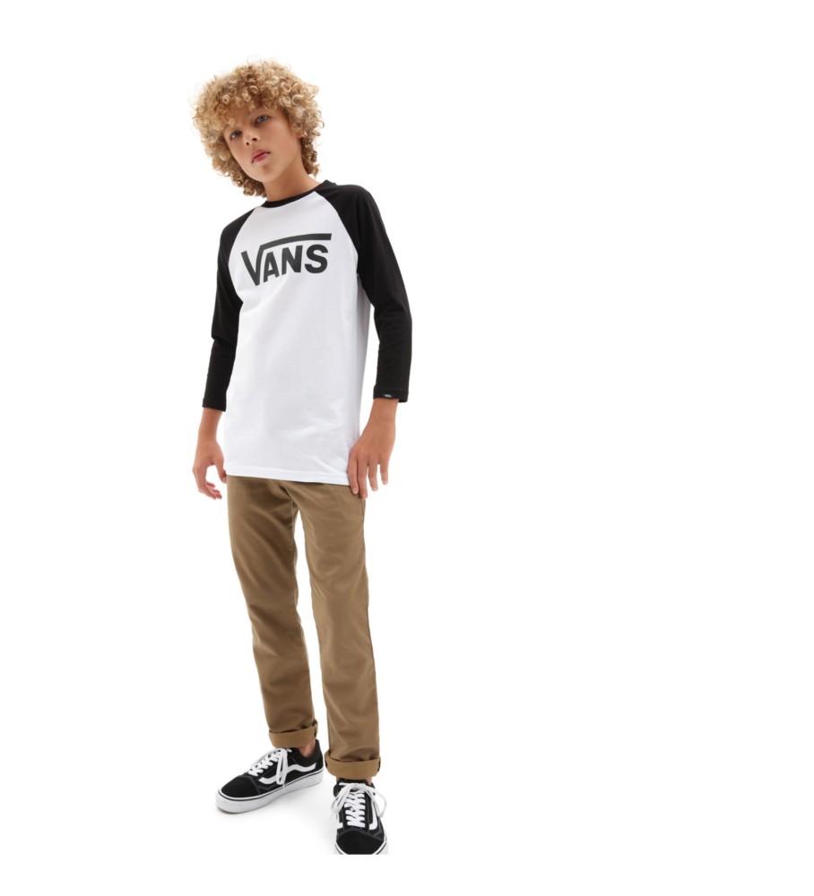 Camiseta Vans Classic Raglan branca e preta