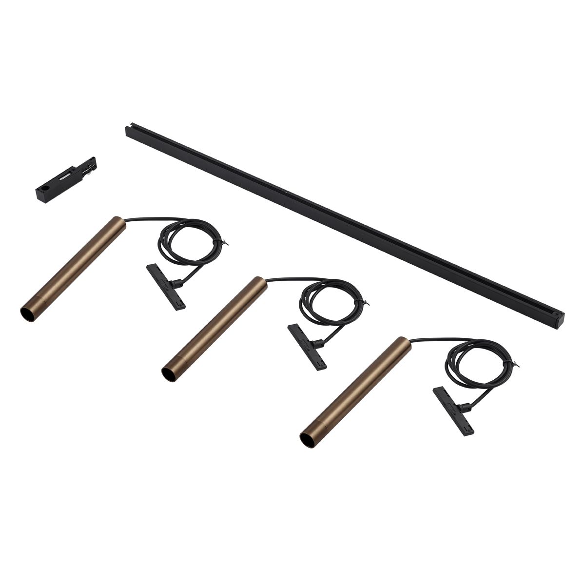 Modern railsysteem met 3 hanglampen brons 1-fase - Slimline Keno