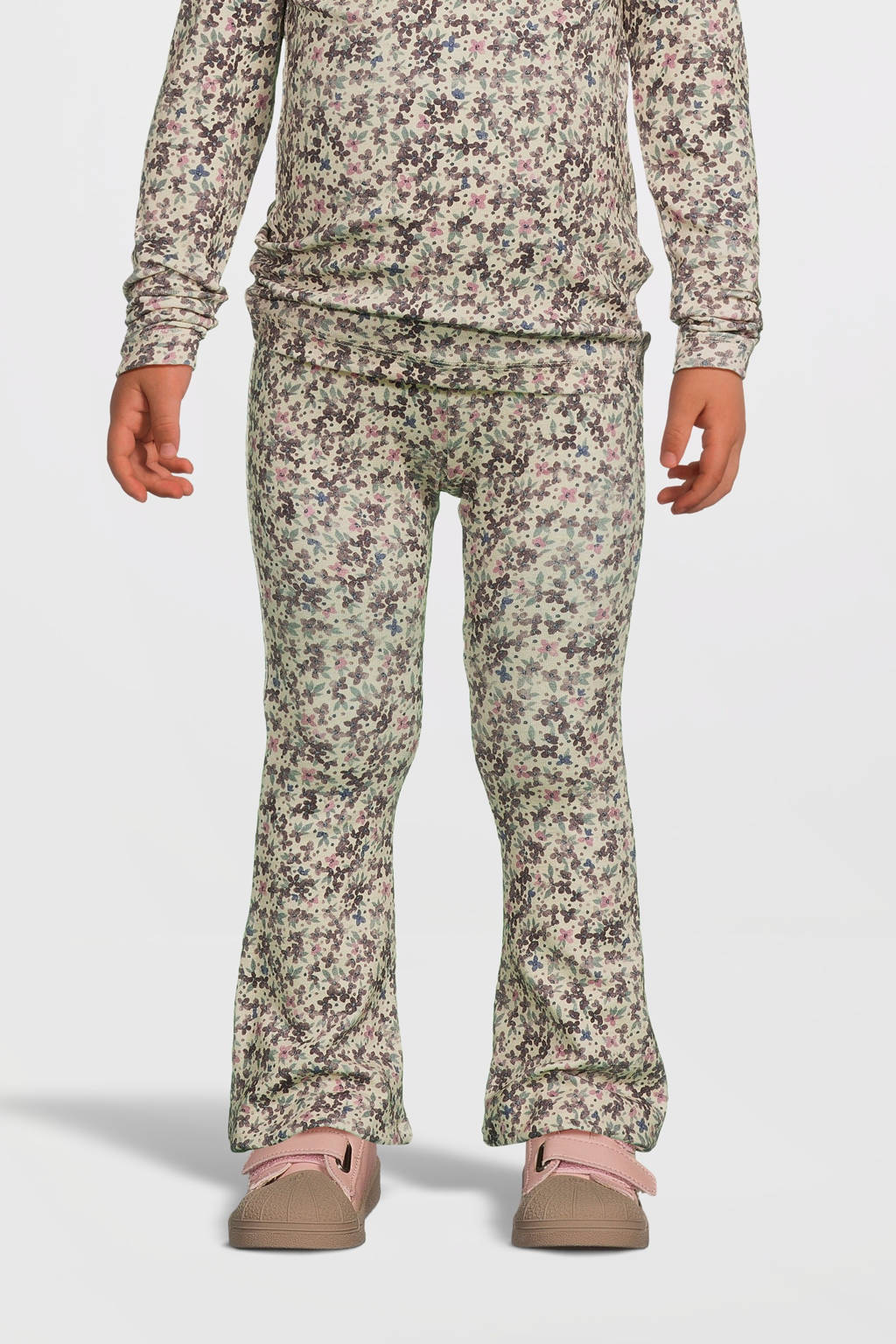 NAME IT gebloemde flared broek NMFOJATAS ecru/roze