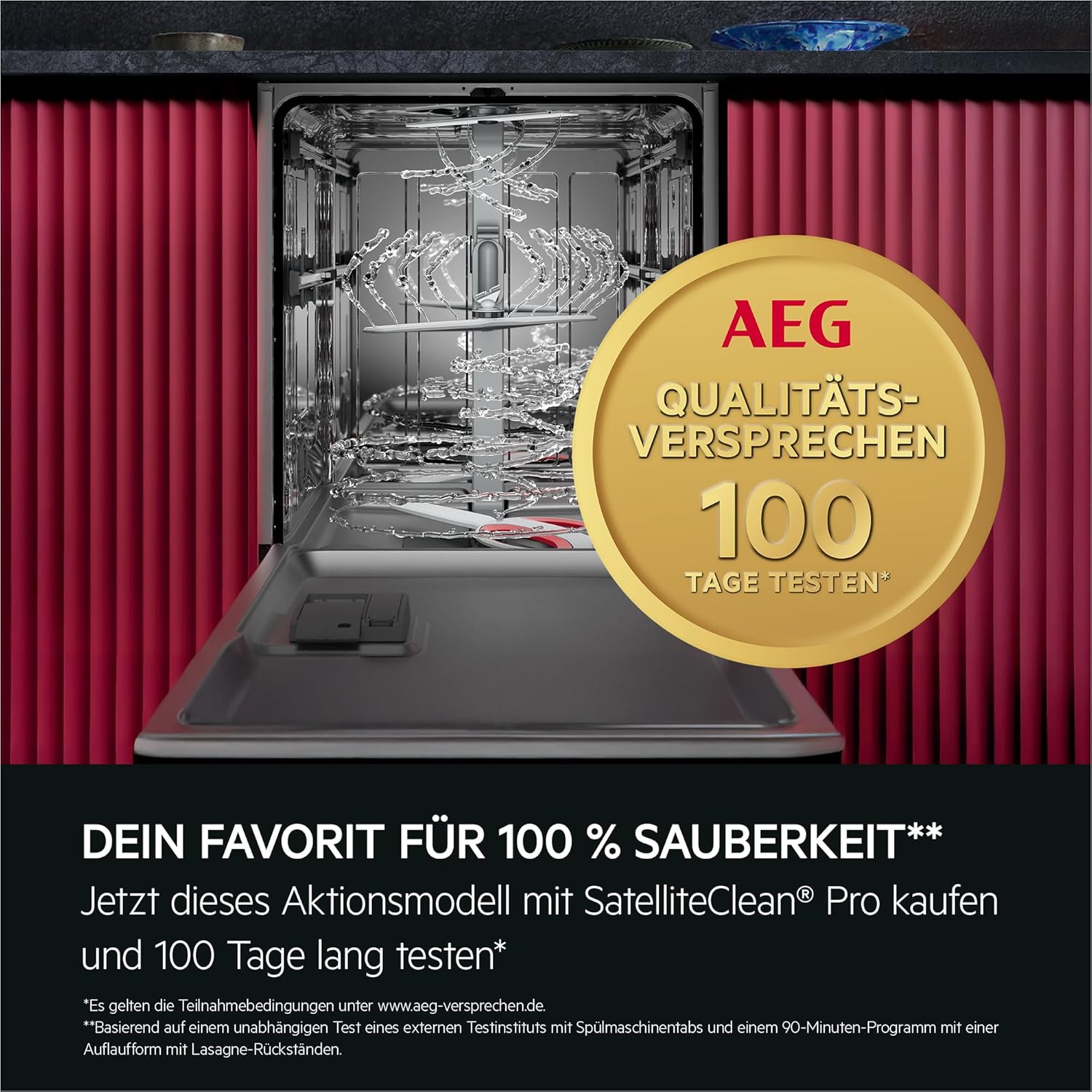 Teilintegrierter AEG 9000 Geschirrspüler, 60cm, smarte WiFi Spülmaschine, multifunktionale Körbe auch für Backbleche, Wein- & Biergläser, extrem leise 38 dB, A-10%, LED-Innenbeleuchtung, GT9200X2SCM