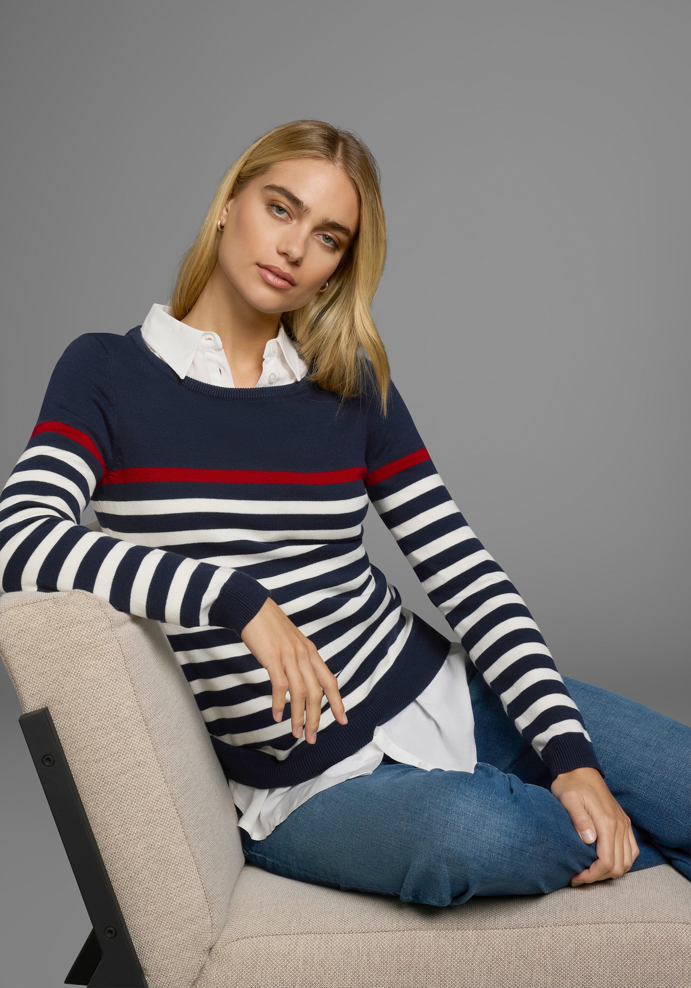 AJC Strickpullover , mit modischen Kontraststreifen