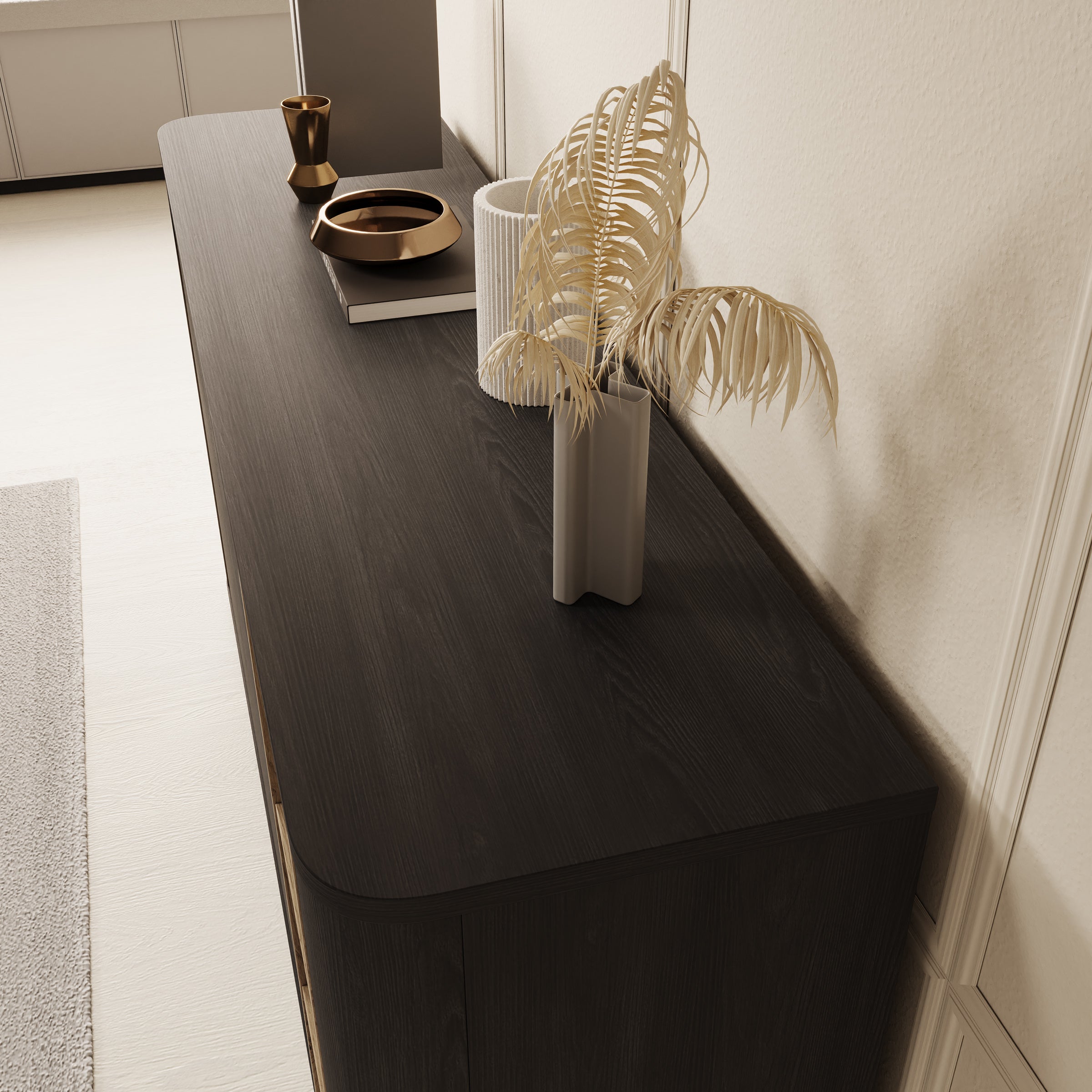 Meubella - Bijou - Dressoir - Zwart - 160x41x83 cm