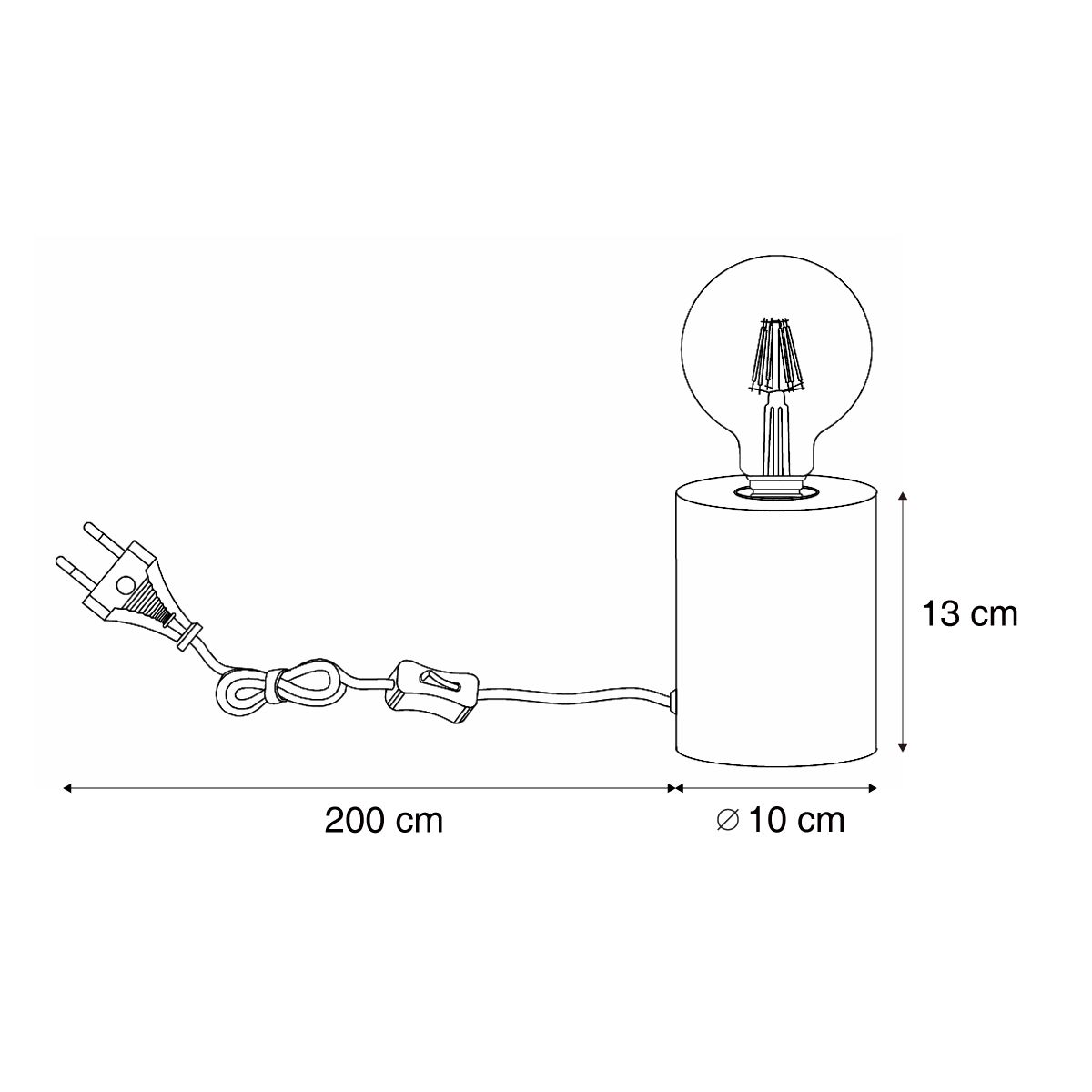 Moderne tafellamp zwart 13cm - Cylinder