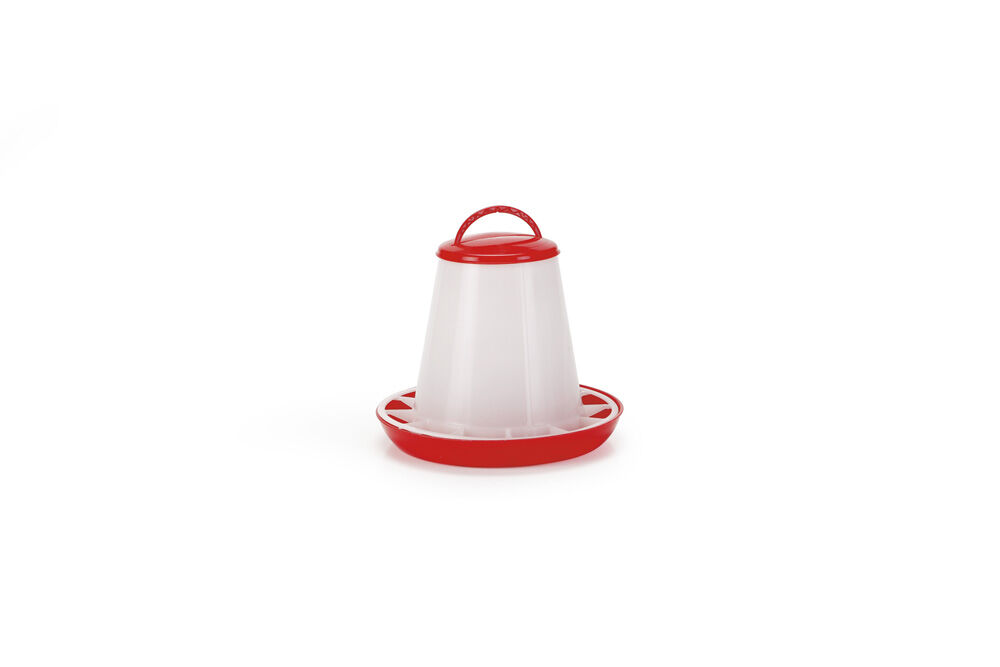 Olba Voersilo met deksel - Plastic - 6 Kilogram - Rood / Wit - 32x32x32 cm