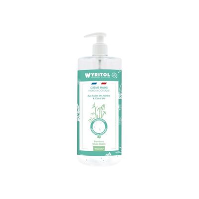 Wyritol Bambou Musc Blanc - Crème hydoralcoolique désinfectant pour les mains - flacon pompe 500 ml