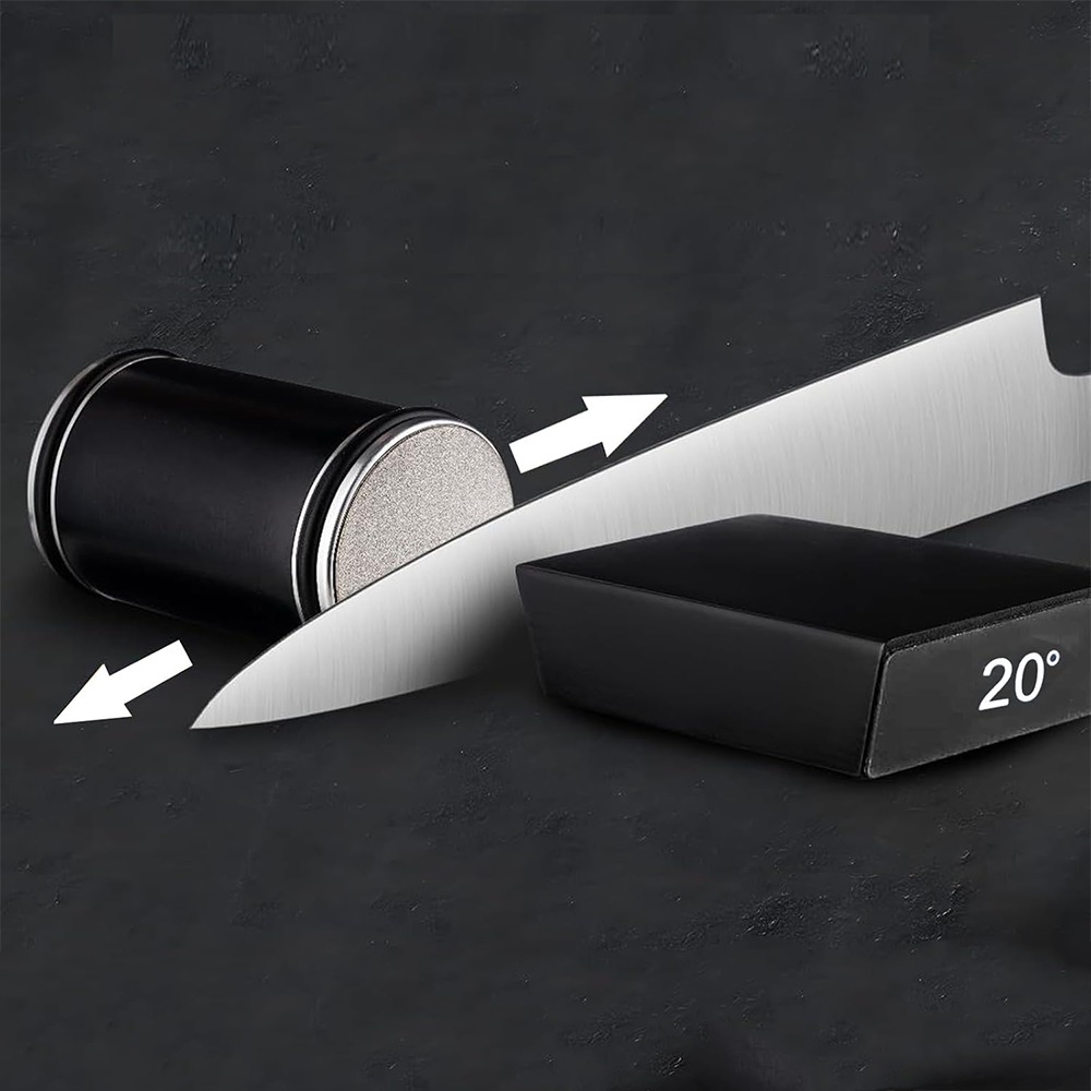 (2-tlg. Set) Rollender Messer Schärfer Klingen Schleifstein Wetzstein mit 15° / 20° Winkel - Schwarz