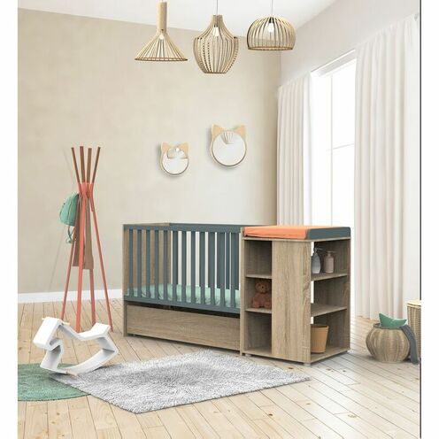 Lit combiné évolutif 120x60 NOVA Gris volcan - SAUTHON