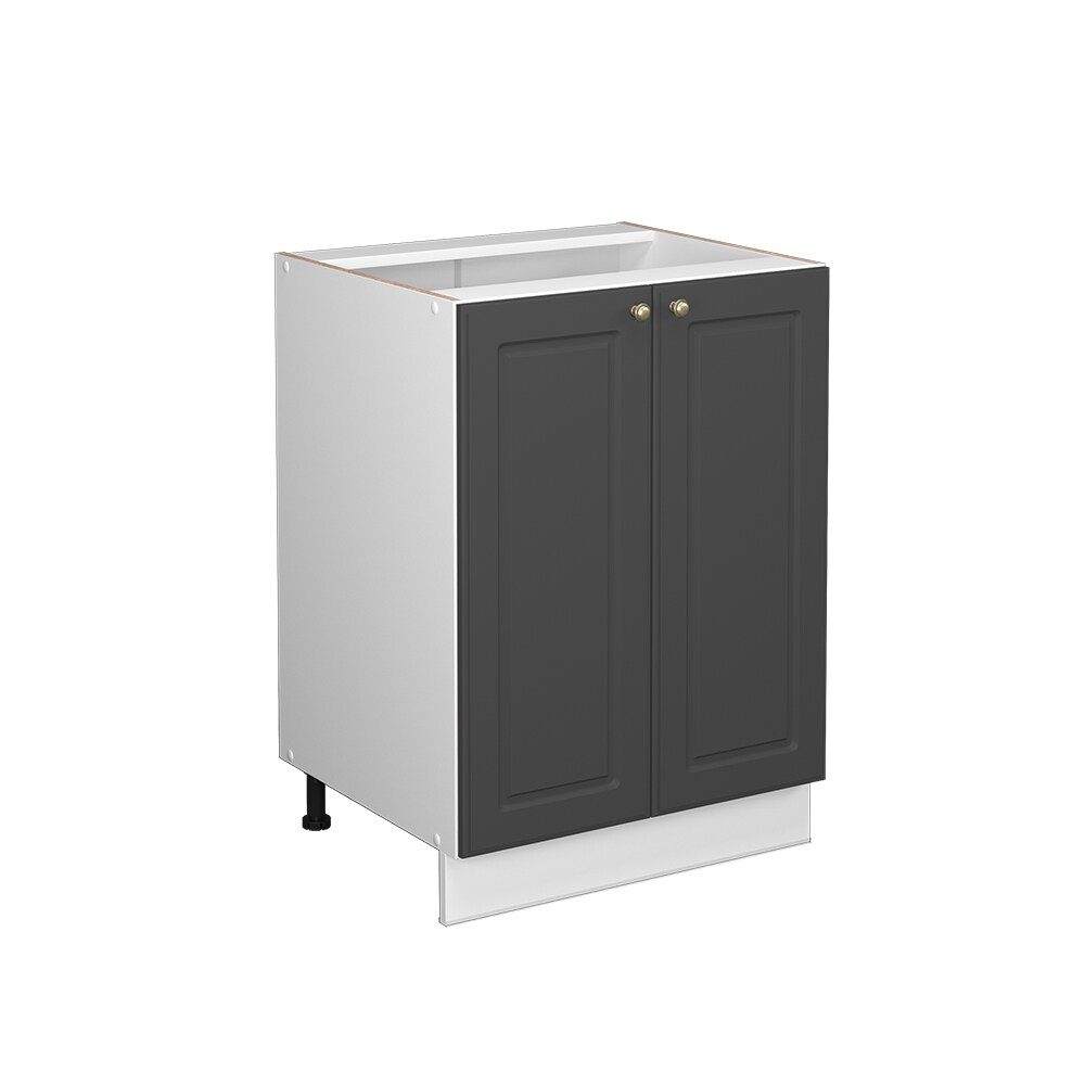 Vicco Unterschrank Küchenschrank Küchenmöbel Fame-Line Weiß Anthrazit-Gold Landhaus 60 cm Küche Einbauküche Drehtür Einlegeboden Blende Küchenzeile