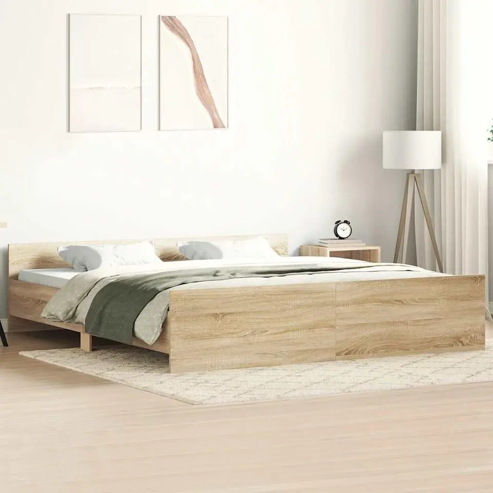 vidaXL - Bed incl. hoofd- en voeteneinde - Sonoma eiken - 180x200 cm