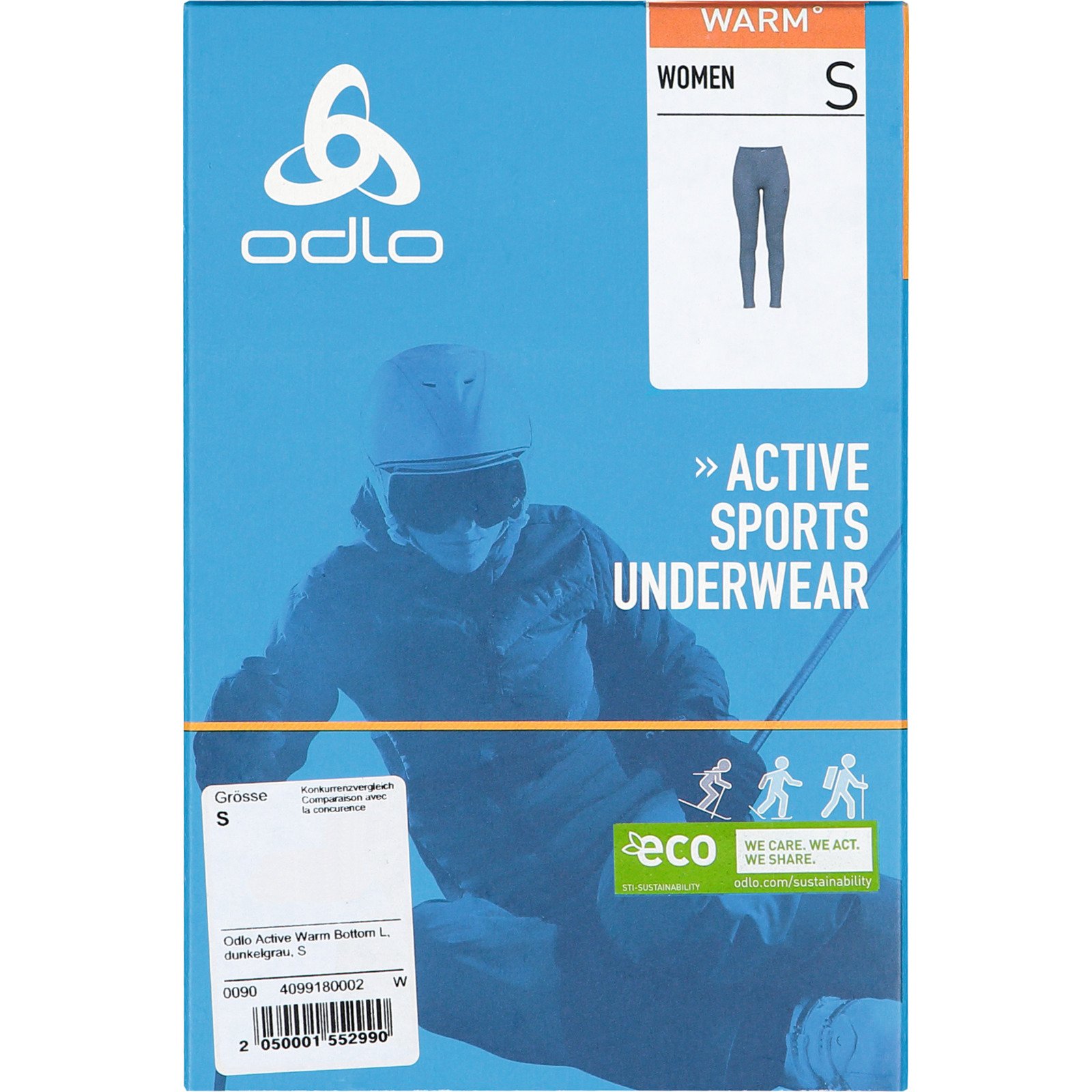 Odlo Active Warm Damen-Thermohose Bottom Long XL, dunkelgrau