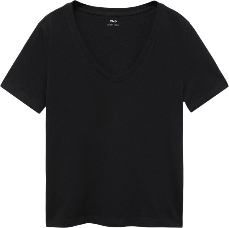 MANGO Short-sleeved cotton t-shirt Black