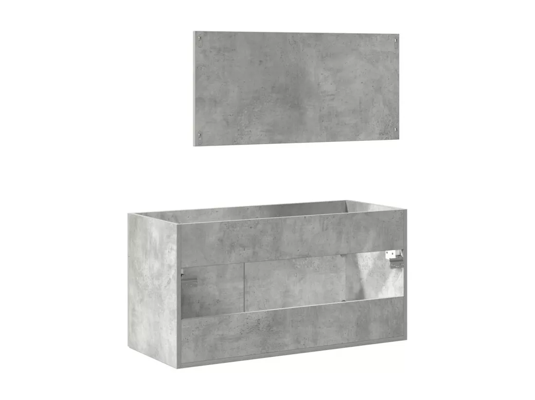 Armoire de bain avec miroir gris béton bois d'ingénierie