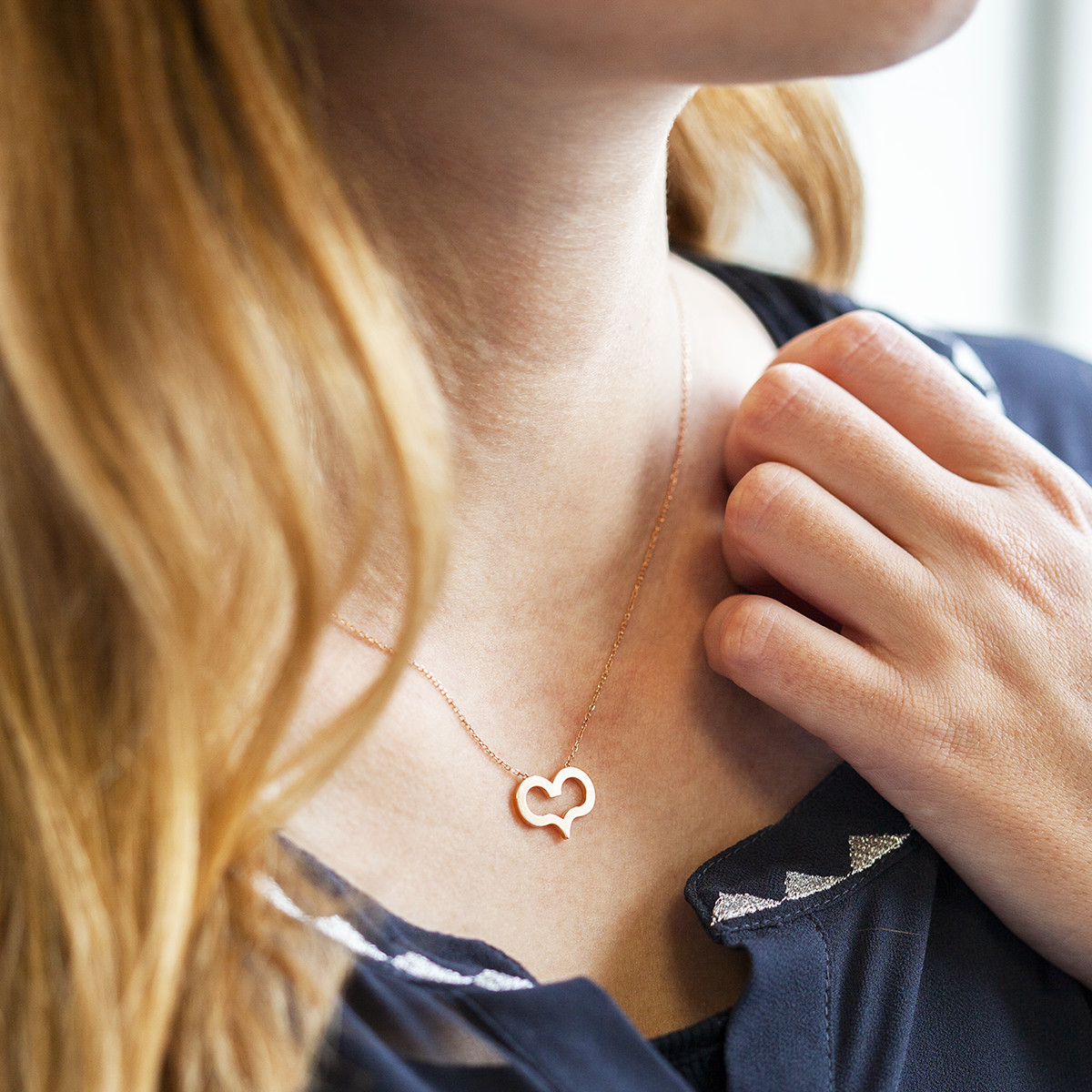 Collier DINH VAN d'occasion or 750 rose maille forçat 40,5 cm