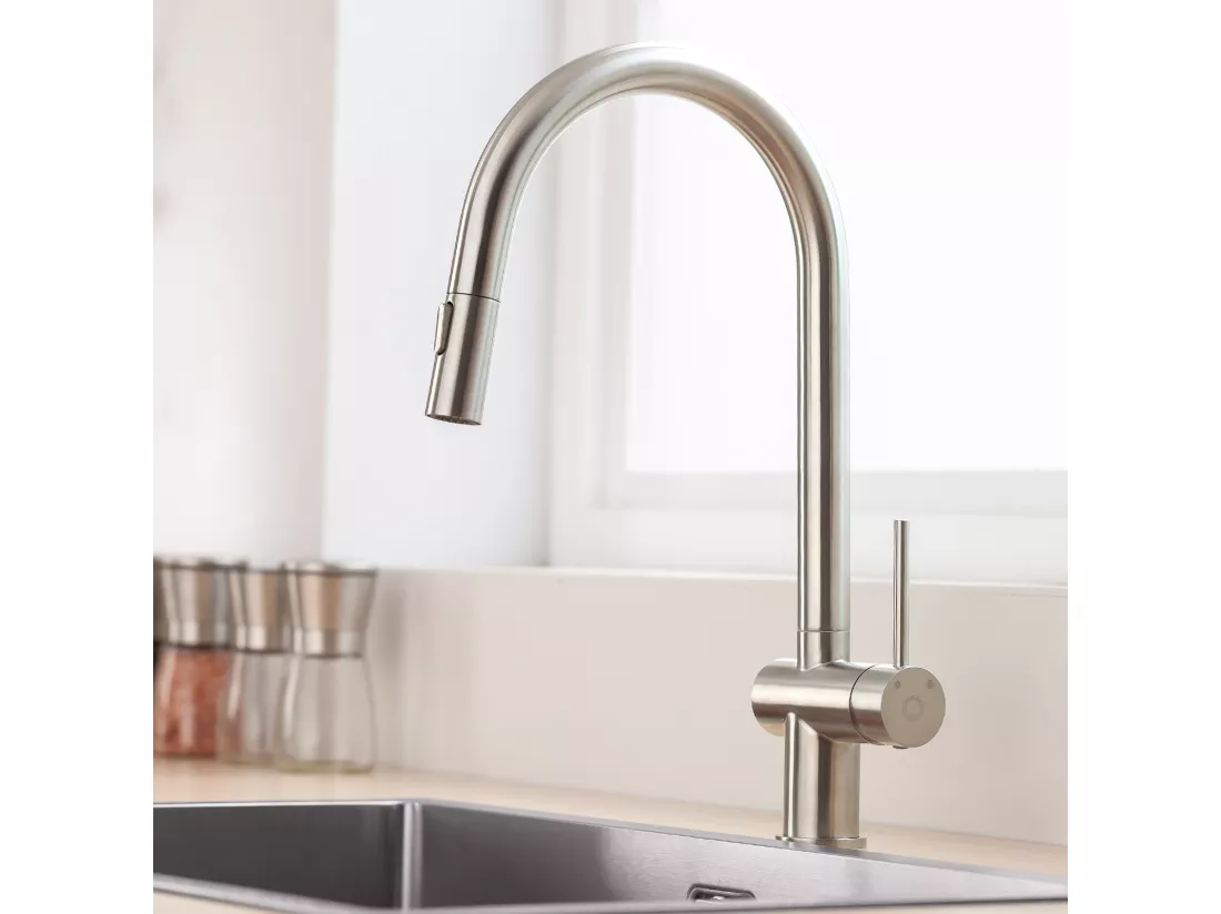 Cecipa max Mitigeur de Cuisine avec Douchette Extractible Robinet de Cuisine avec 2 Types de Jet D'eau Robinet d'évier en Inox Brossé,EU Modèle