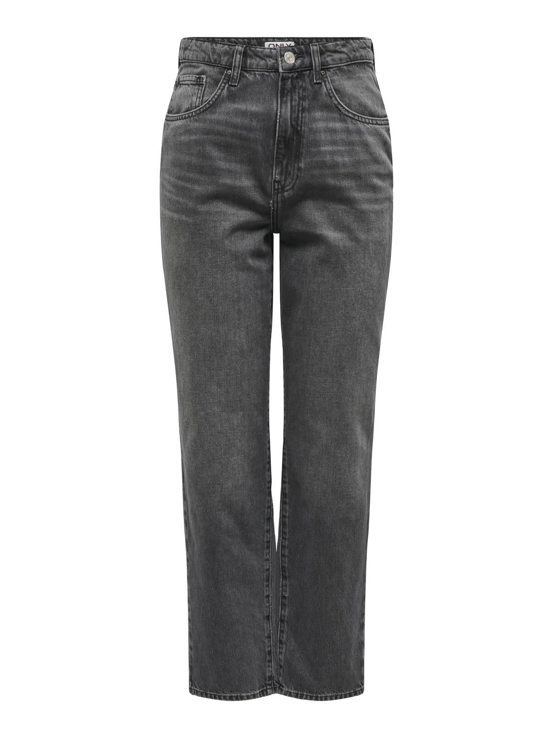 ONLROBYN Mittlere Taille Gerade geschnitten Jeans Dark Grey Denim