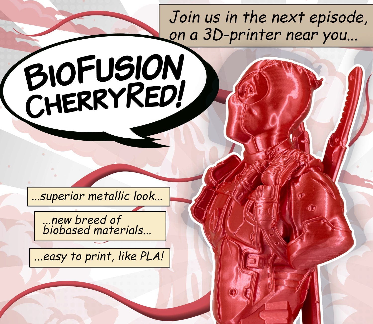 Extrudr  BioFusion Cherry Red, 1,75 mm (800 g)    BIO Filament für eine tolle Optik in Rot
