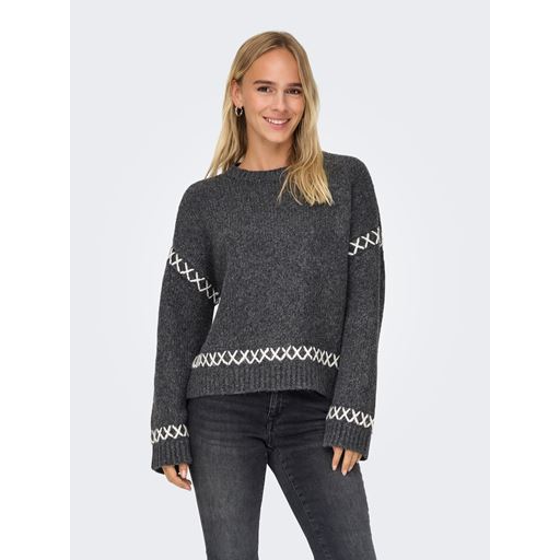 ONLY Amanda Striktrøje, Dark Grey Melange, XS