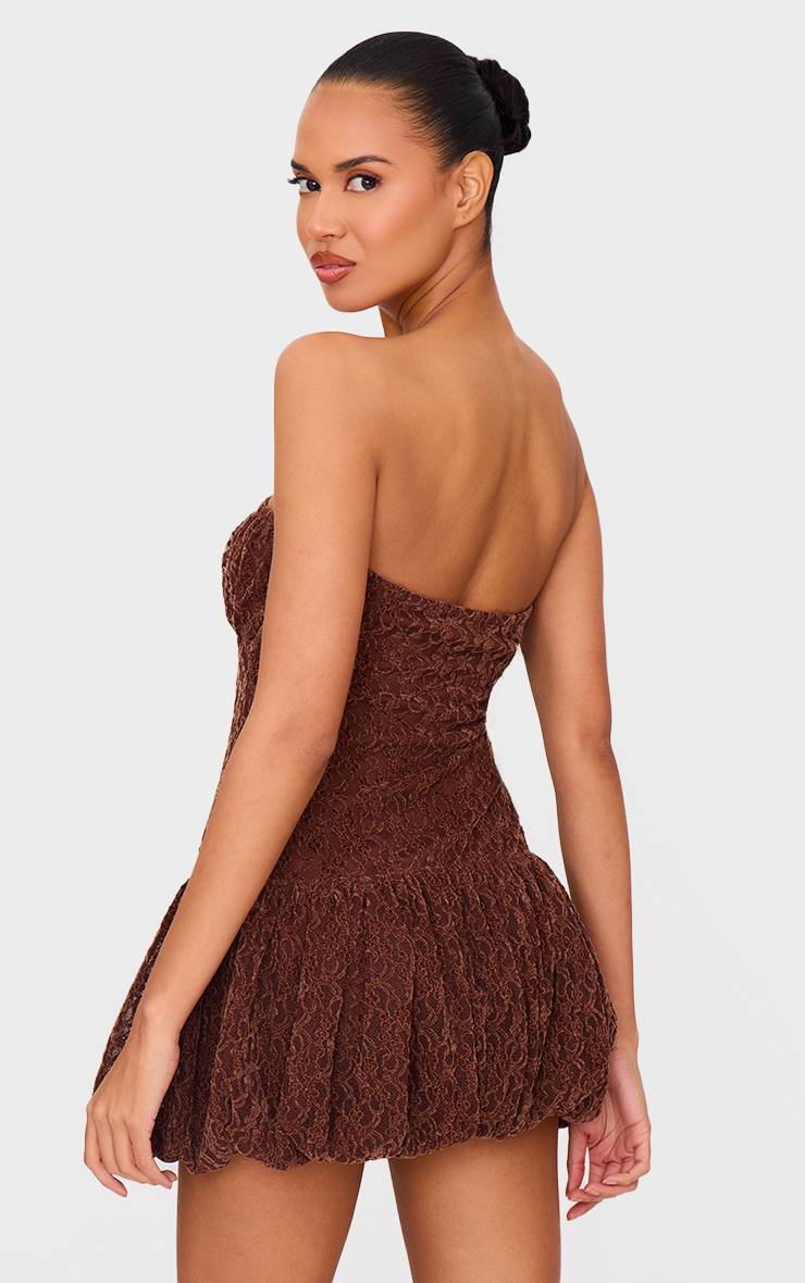 Robe Mini Bandeau En Dentelle Froncée