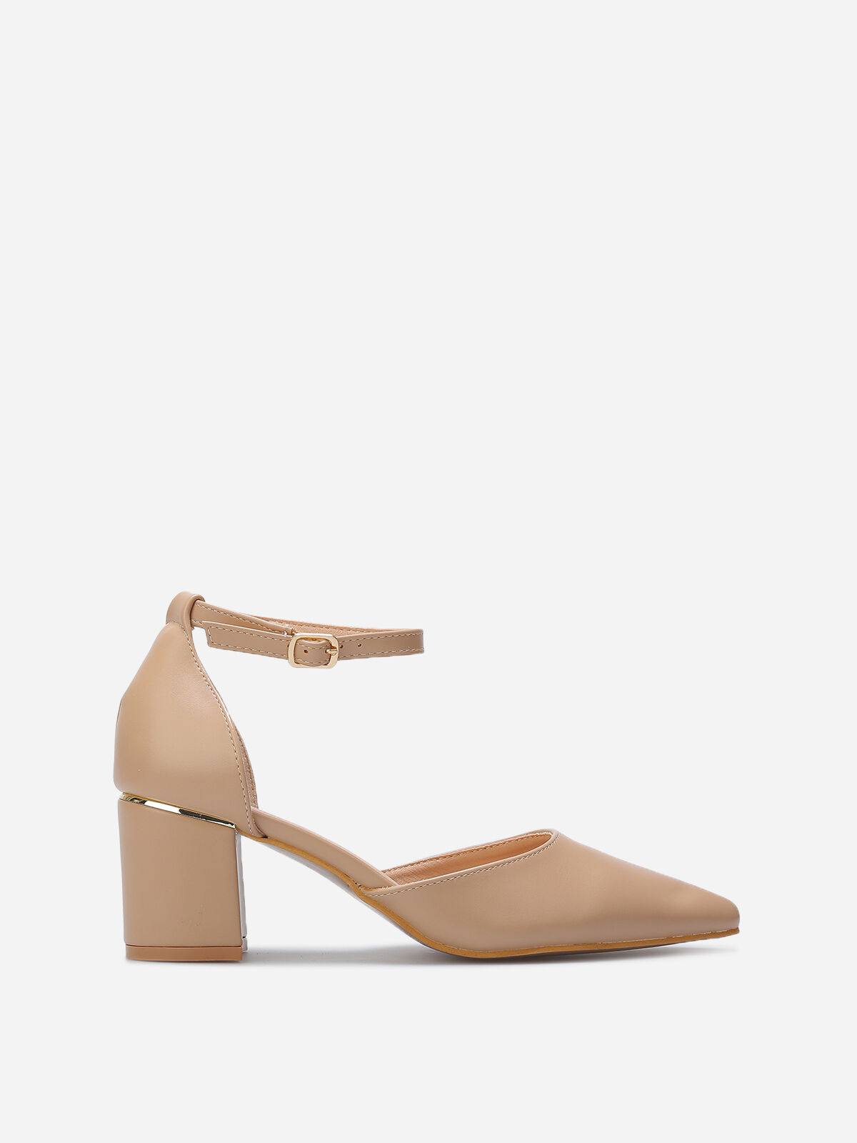 Escarpins en simili à bride- Taupe