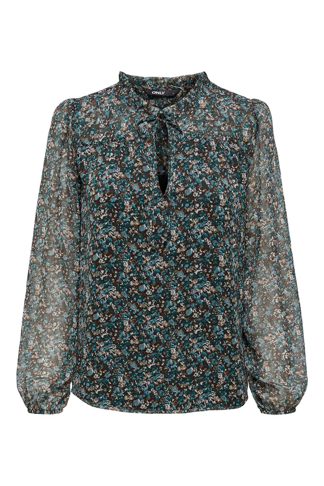 Blusa de manga comprida com gola alta falsa