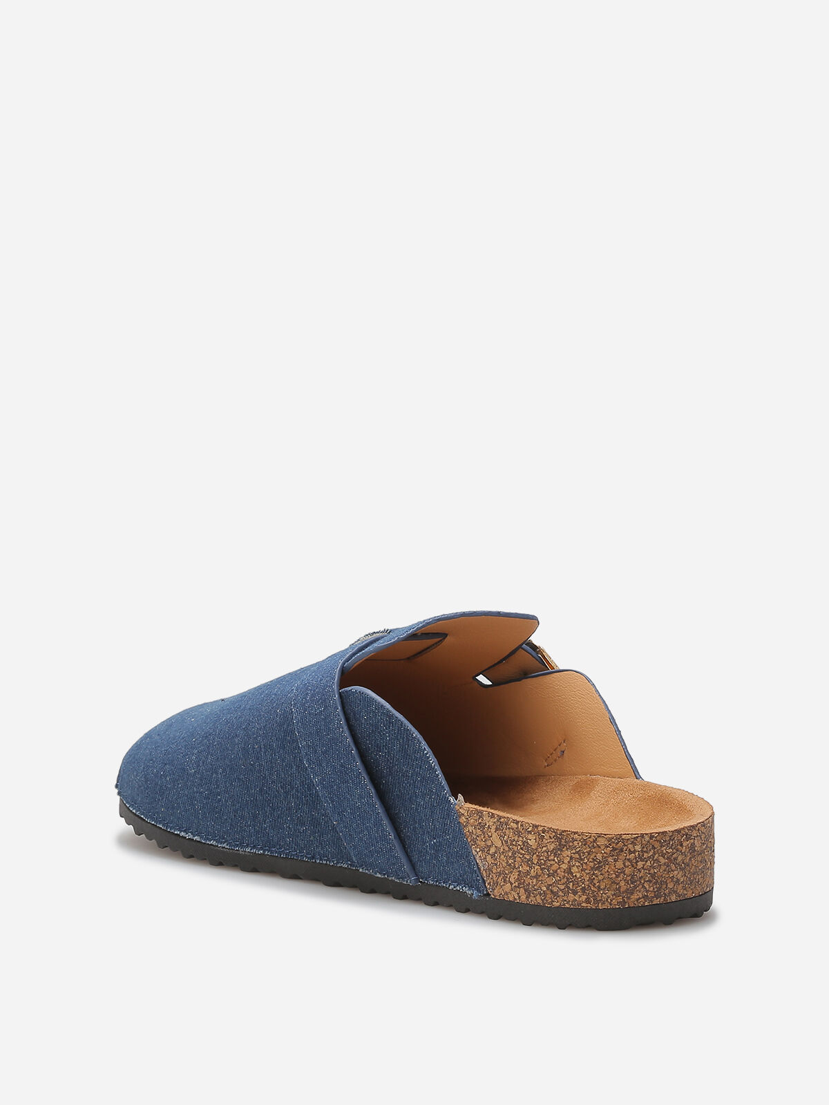 Mules en denim avec bride- Bleu marine